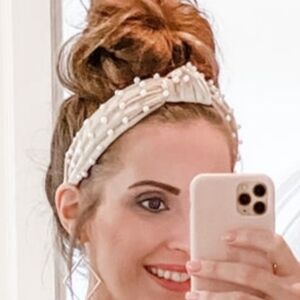 New Pearl&Satin Champagne Headband